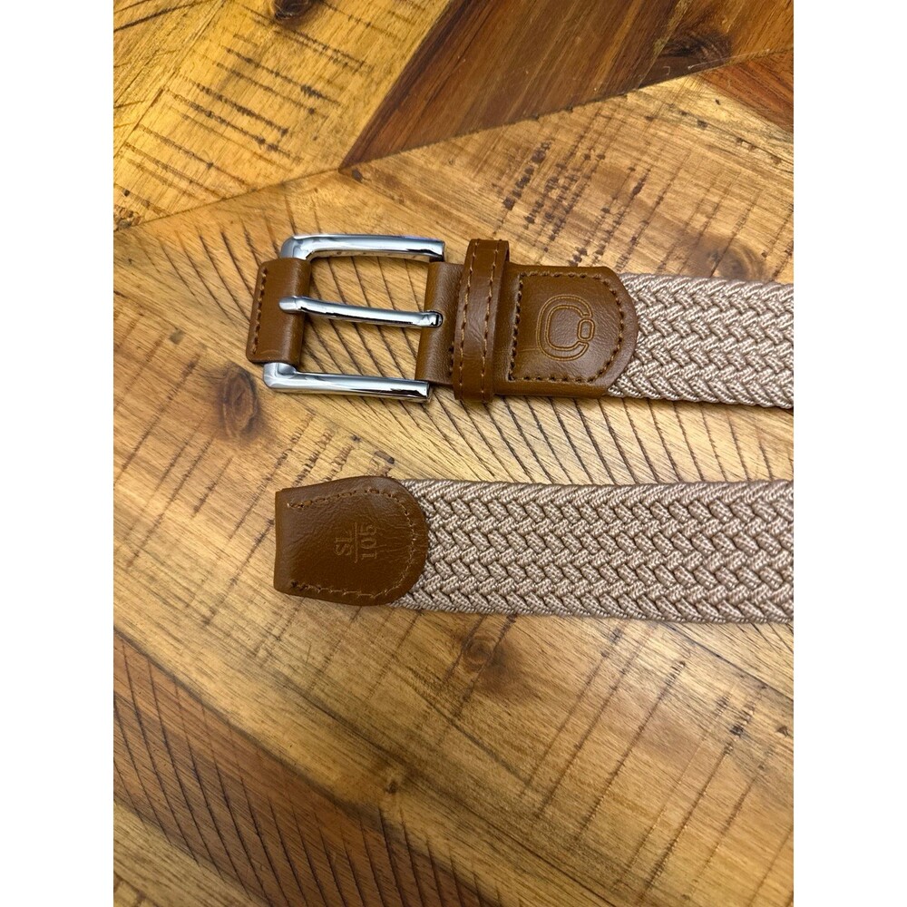 Vintage/Contemporary Coccinelle Made in Italy Woven Stretch Belt 105cm Tan Braid